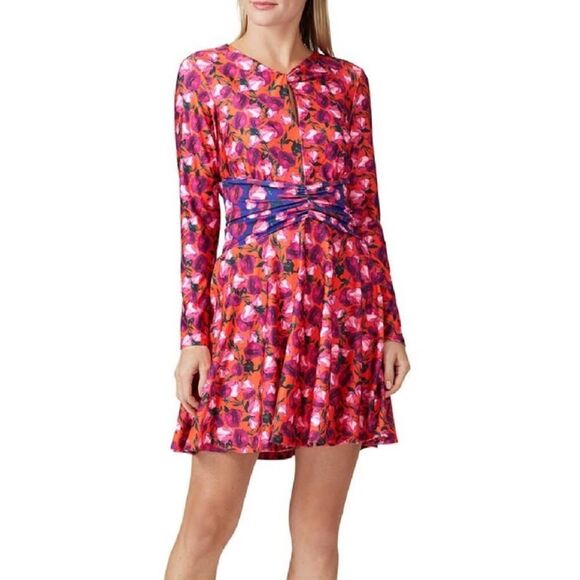 DELFI Collective pink purple floral long sleeve morris dress size small s - Picture 1 of 15